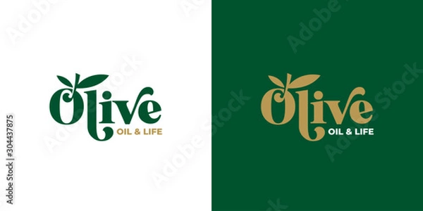 Obraz olive oil typography logo design template vector