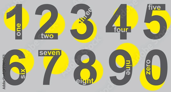 Obraz set number grey with yellow point