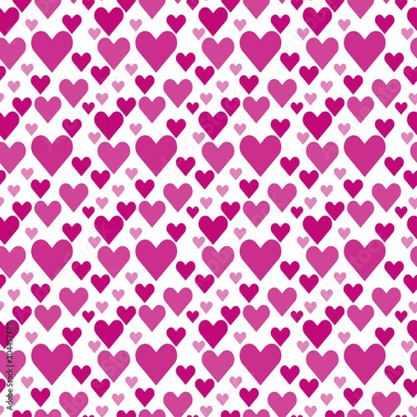 Fototapeta Vector seamless pattern. Romantic hearts. Drawing for paper, fabric, wallpaper. Abstract background pattern	