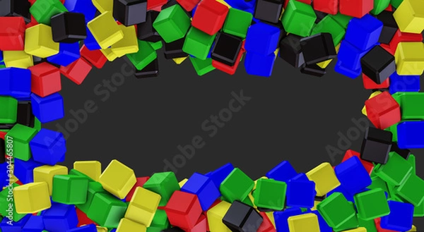 Obraz abstract grey background framing with multi colored cubes, wallpaper 3d illustration