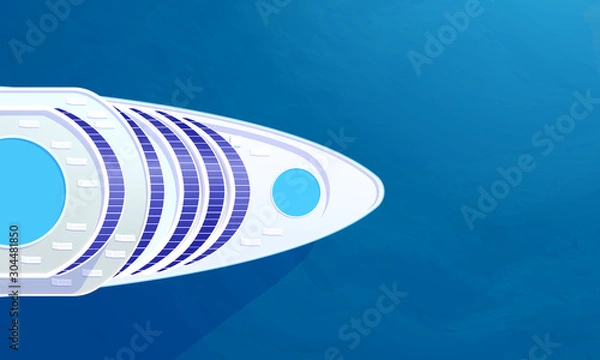 Fototapeta top view on a large cruise liner on a background of blue water. Vector image.
