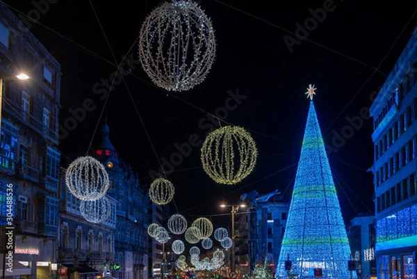 Obraz Christmas decoration and lights of the city of Vigo