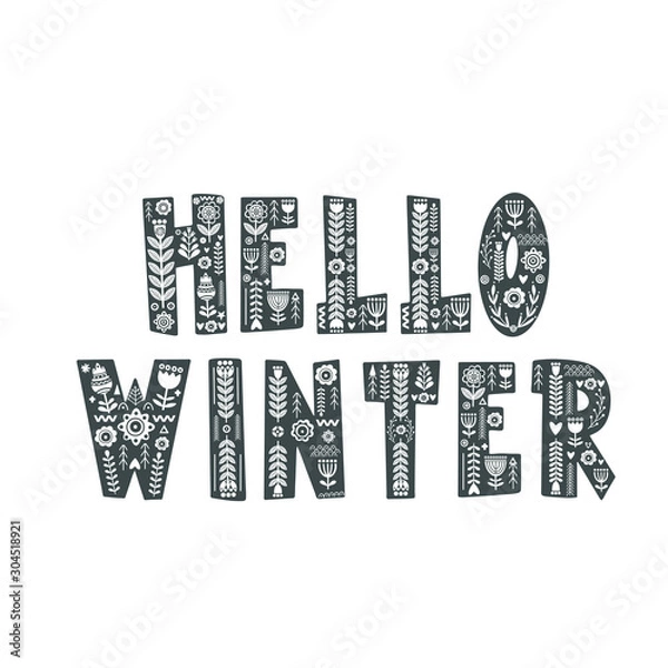 Fototapeta Lettering poster  in scandinavian style. 