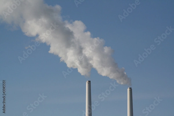 Fototapeta smoke from powerplant (coal based)