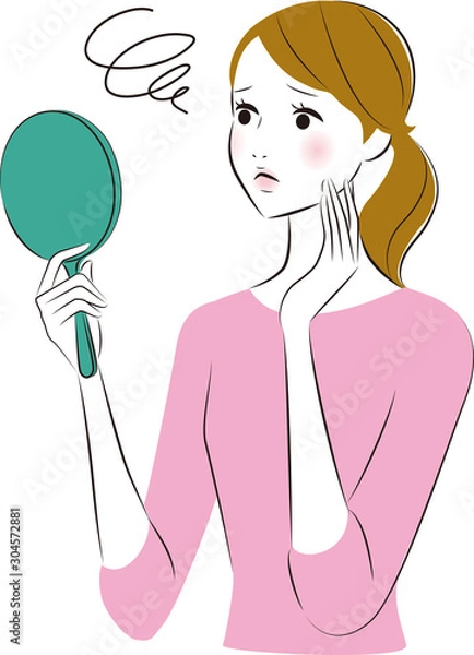 Obraz 鏡を見る女性