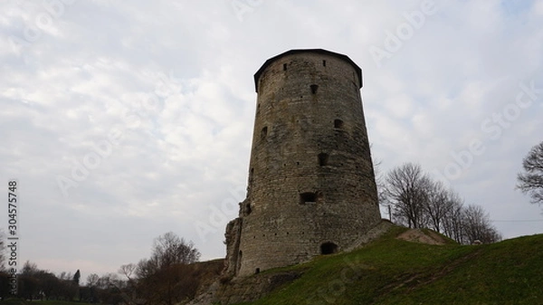 Fototapeta Temples of the Pskov architectural school..The complex of fortifications of Okolny city,.The rattle tower.
