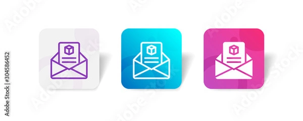 Fototapeta shipping email notification outline and solid icon in smooth gradient background button