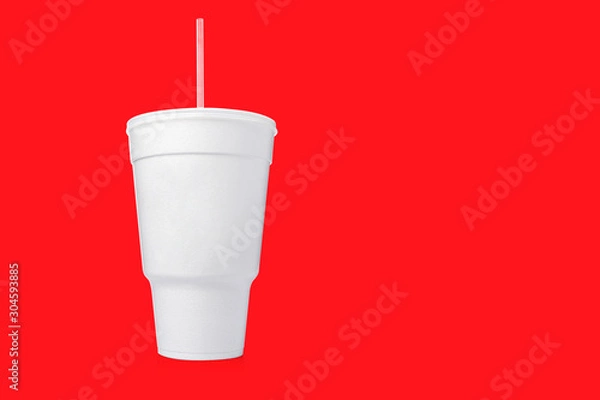 Obraz Large Styrofoam Cup with Straw