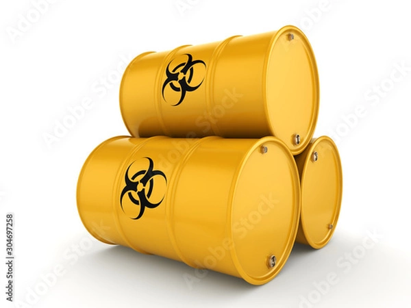 Fototapeta 3D rendering biohazard barrels