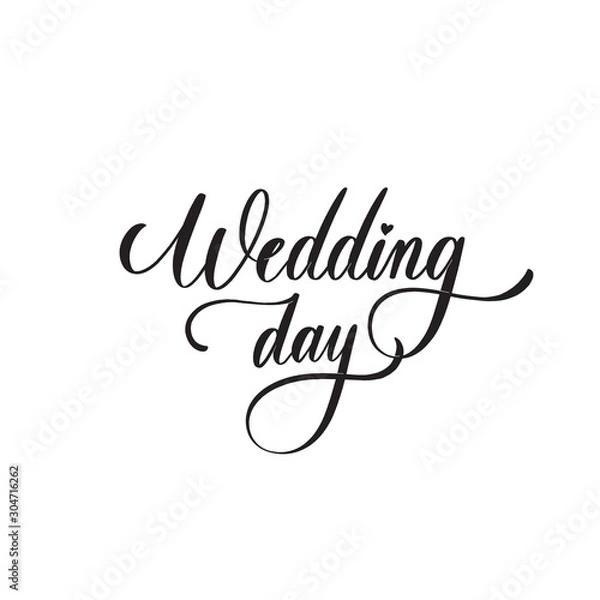 Fototapeta Wedding day - caligraphy inscription for album, invitation and other.