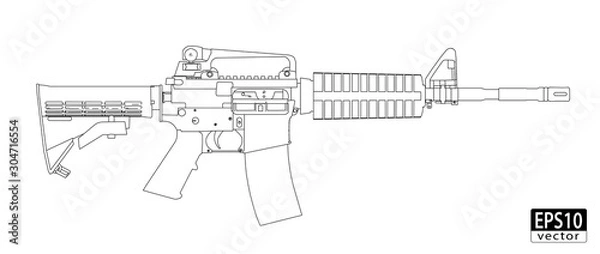 Obraz Assault Gun Wireframe (orthographic side view) | EPS10 Vector