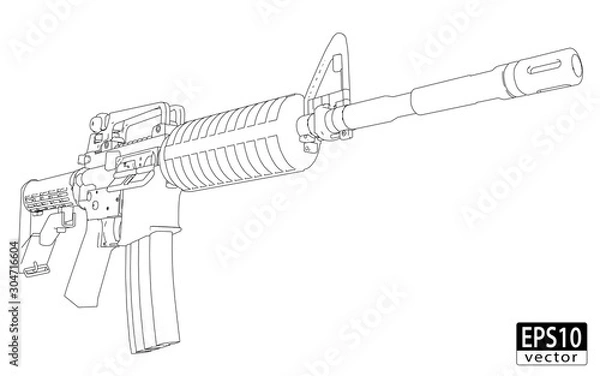 Obraz Assault Gun Wireframe | EPS10 Vector
