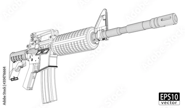 Obraz Assault Gun Wireframe (Front) | EPS10 Vector