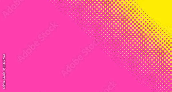 Fototapeta Pink halftone pop art background abstract vector comics style blank layout template with clouds beams and isolated dots pattern. For sale banner for your designe 1960s. with copy space eps10
