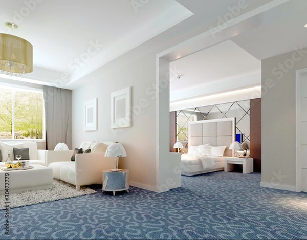 Fototapeta Renderowanie wnętrz luksusowych apartamentów hotelowych 3D