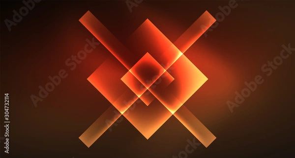 Fototapeta Shiny neon design square shape abstract background. Retro vector abstract design banner template