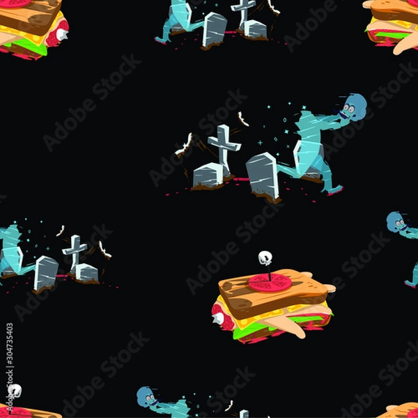 Obraz Deadly pattern for Halloween vector illustration. Comic cartoon fun and cute drawing.