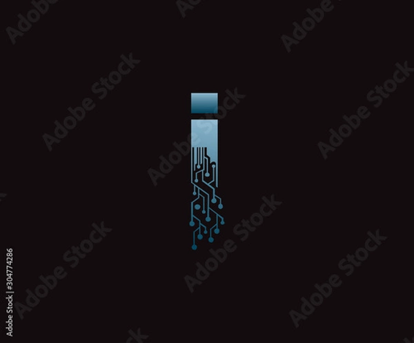 Fototapeta Digital I Letter Network  Data Logo Icon