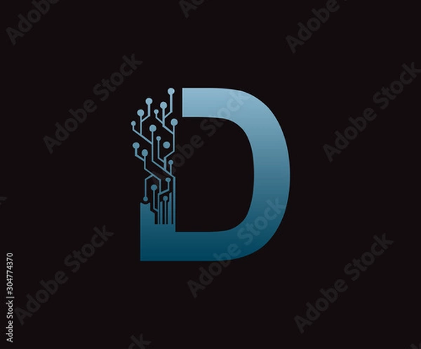 Obraz Digital D Letter Network  Data Logo Icon