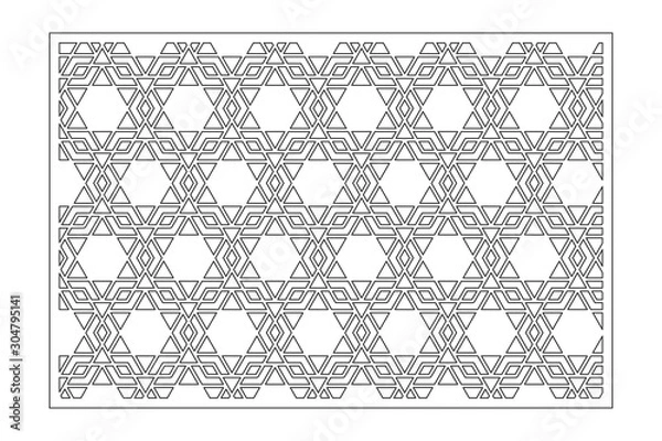Fototapeta Decorative card for cutting. Arabic geometric mosaic pattern. Laser cut. Ratio 3:2. Vector illustration.