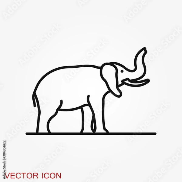 Fototapeta Elephant icon, vector logo line art illustration