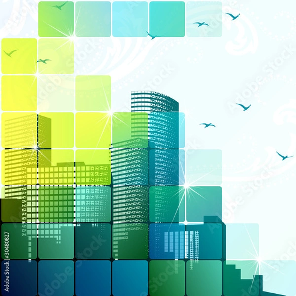 Fototapeta Dynamic cityscape in green