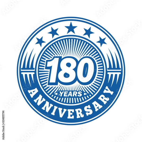 Obraz 180 years logo. One hundred and eighty years anniversary celebration logo design. Vector and illustration.
