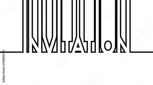Fototapeta Invitation card - caption as black continuous outline - vector