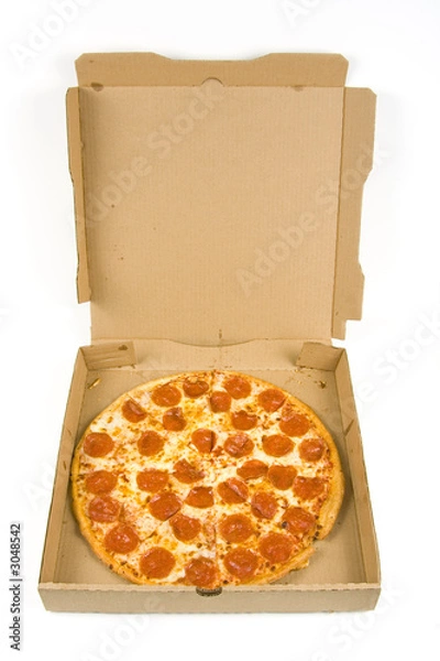 Fototapeta whole pepperoni pizza in a box