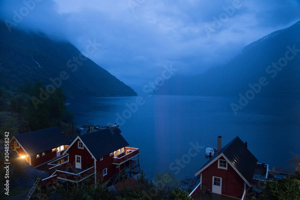 Obraz Norway fjord at blue hour