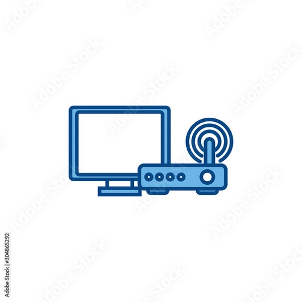 Fototapeta computer router signal internet line and fill