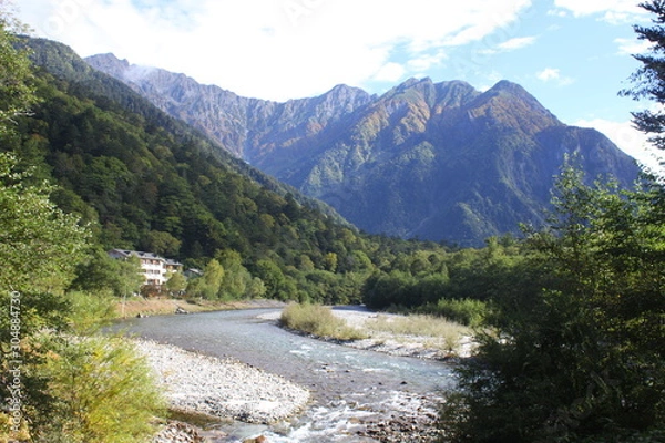 Obraz 梓川と穂高連峰