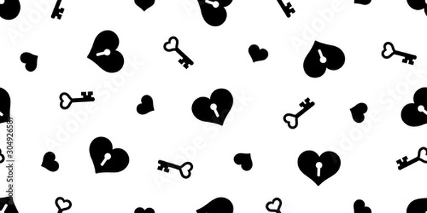 Fototapeta heart seamless pattern valentine vector key cartoon scarf isolated tile background repeat wallpaper illustration doodle design