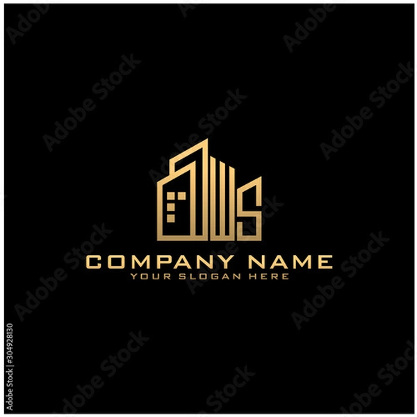 Obraz Letter WS With Building For Construction Company Logo