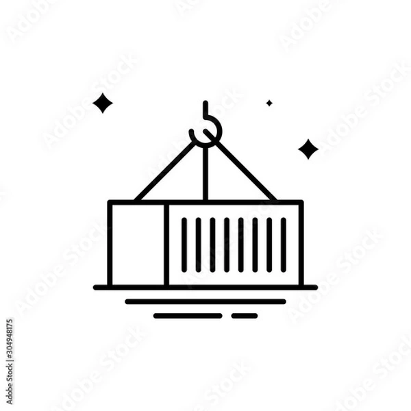 Fototapeta Cargo Container Vector Line Icon