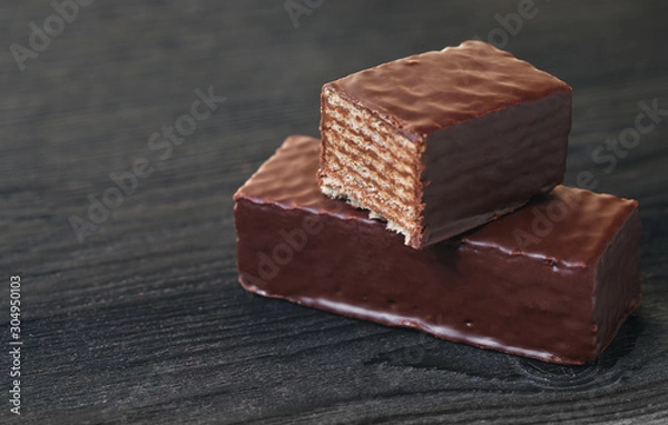 Obraz sweets chocolate waffles close-up
