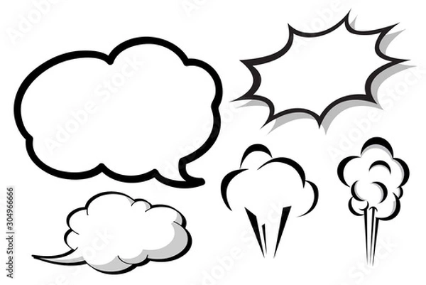 Fototapeta set of clouds and speech bubbles