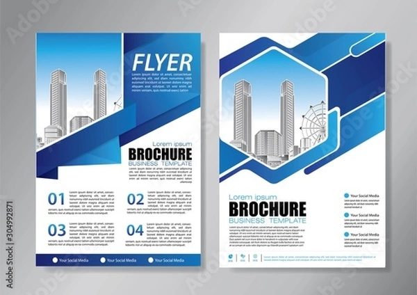 Fototapeta Business abstract vector template. Brochure design, cover modern layout, annual report, poster, flyer in A4 with colorful triangles, geometric shapes for tech, science, market with light background