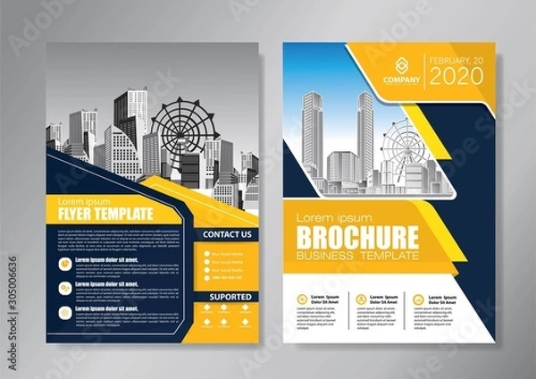 Obraz Business abstract vector template. Brochure design, cover modern layout, annual report, poster, flyer in A4 with colorful triangles, geometric shapes for tech, science, market with light background