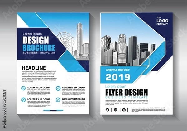 Fototapeta Business abstract vector template. Brochure design, cover modern layout, annual report, poster, flyer in A4 with colorful triangles, geometric shapes for tech, science, market with light background