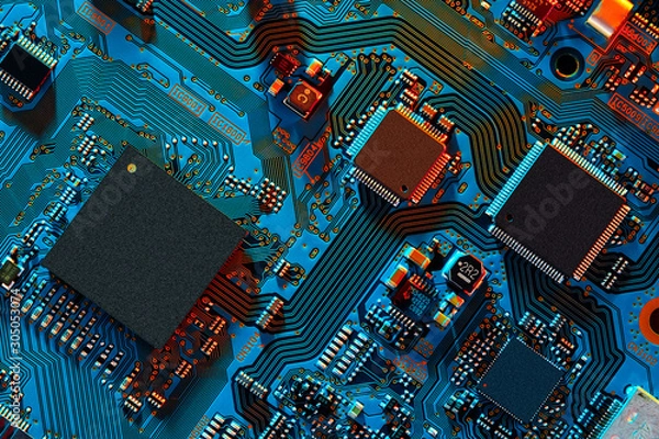 Obraz Electronic circuit board close up.