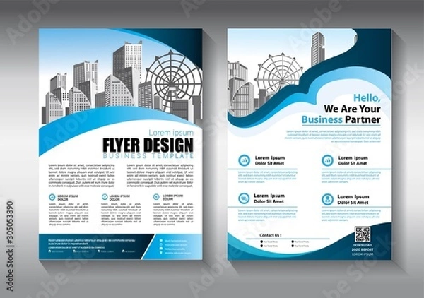 Fototapeta Business abstract vector template. Brochure design, cover modern layout, annual report, poster, flyer in A4 with colorful triangles, geometric shapes for tech, science, market with light background