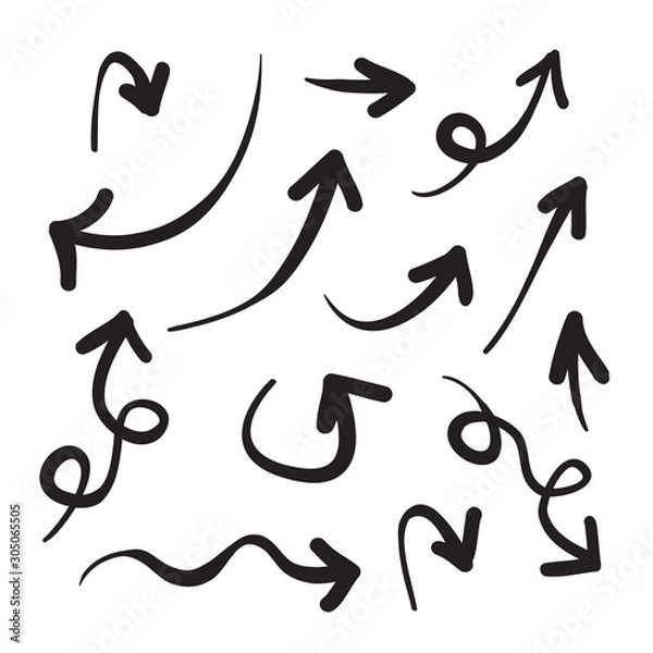 Obraz Arrows icons hand drawn vector editable set