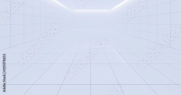 Obraz 3d rendering of empty room with grid line for background.