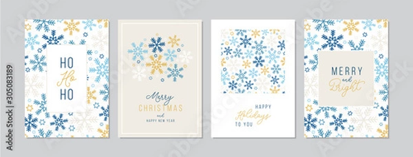 Fototapeta Merry Christmas cards set with hand drawn elements. Doodles and sketches vector Christmas illustrations, DIN A6