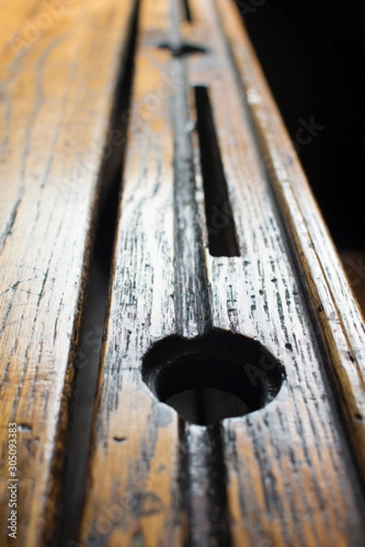 Obraz Old fashioned classroom and school desks 