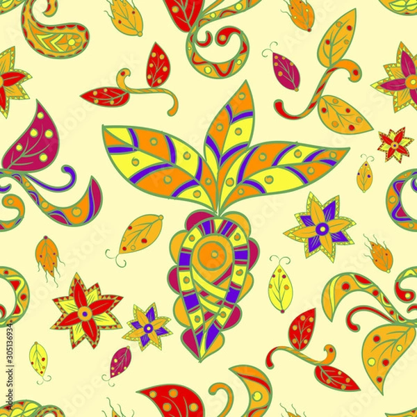 Fototapeta Floral colorful abstract seamless vector pattern