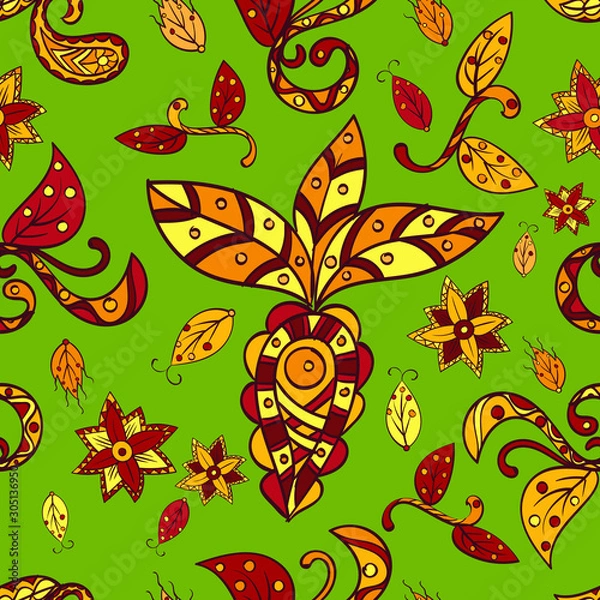 Fototapeta Floral colorful abstract seamless vector pattern