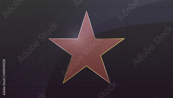 Fototapeta Hollywood star. Symbol of movie actor or famous actress. Five pointed star in frame with marble texture. Vector illustration, EPS10