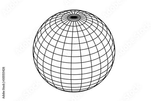 Fototapeta Wireframe sphere globe model illustration vector
